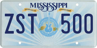 MS license plate ZST500