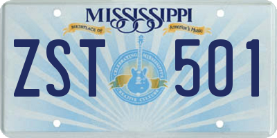 MS license plate ZST501