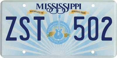 MS license plate ZST502
