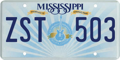 MS license plate ZST503