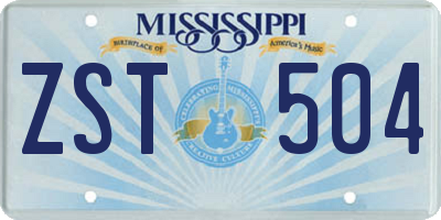 MS license plate ZST504