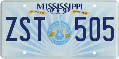 MS license plate ZST505