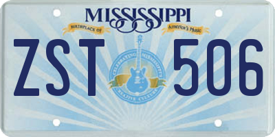 MS license plate ZST506