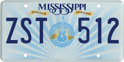 MS license plate ZST512