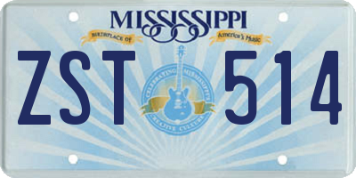 MS license plate ZST514