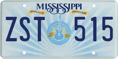 MS license plate ZST515
