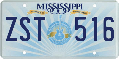 MS license plate ZST516
