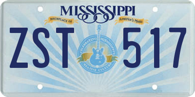 MS license plate ZST517