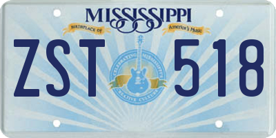 MS license plate ZST518