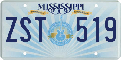 MS license plate ZST519