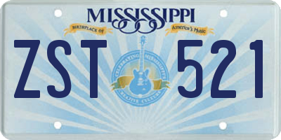 MS license plate ZST521
