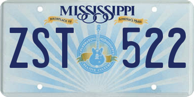 MS license plate ZST522