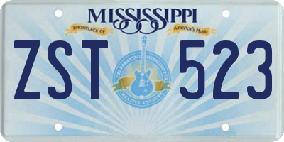 MS license plate ZST523