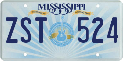 MS license plate ZST524