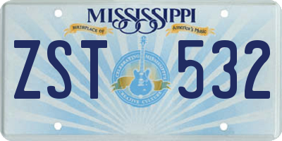 MS license plate ZST532