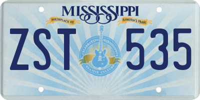 MS license plate ZST535