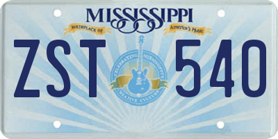MS license plate ZST540