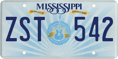 MS license plate ZST542