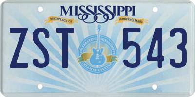 MS license plate ZST543