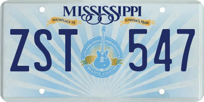 MS license plate ZST547