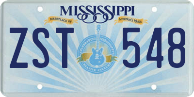 MS license plate ZST548