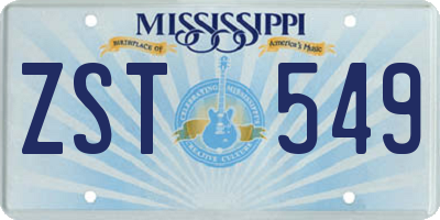 MS license plate ZST549