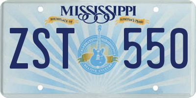 MS license plate ZST550