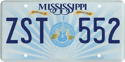 MS license plate ZST552