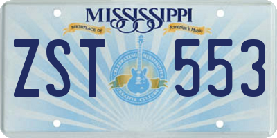 MS license plate ZST553
