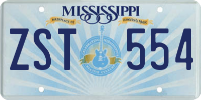 MS license plate ZST554