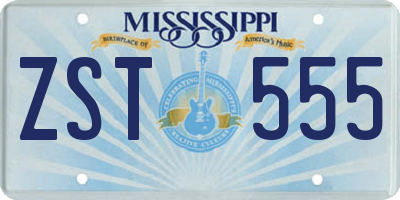 MS license plate ZST555