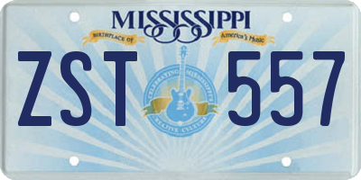 MS license plate ZST557