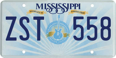 MS license plate ZST558