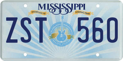MS license plate ZST560
