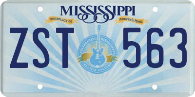 MS license plate ZST563