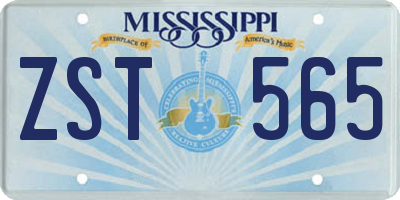 MS license plate ZST565