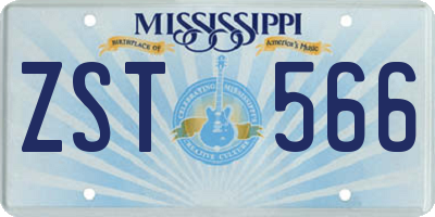 MS license plate ZST566