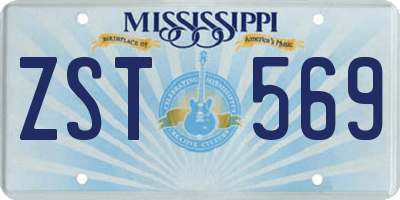 MS license plate ZST569