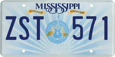 MS license plate ZST571