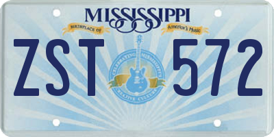 MS license plate ZST572