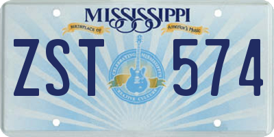 MS license plate ZST574