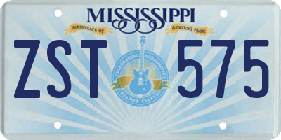 MS license plate ZST575
