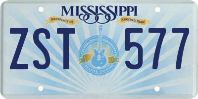 MS license plate ZST577