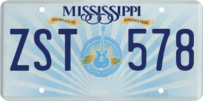 MS license plate ZST578