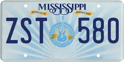 MS license plate ZST580