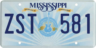 MS license plate ZST581