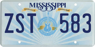 MS license plate ZST583