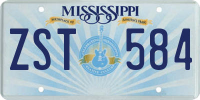 MS license plate ZST584