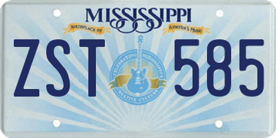 MS license plate ZST585