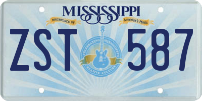MS license plate ZST587